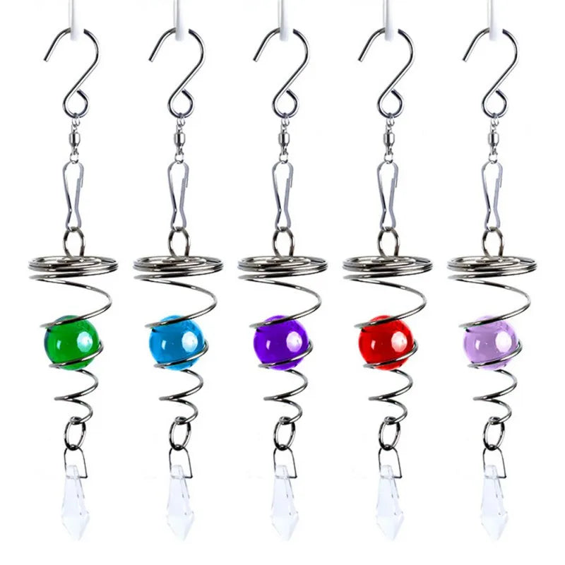 Factory Price Wind Chimes Glass Ball Spiral Tail Wind Spinner Window Pendants Bedroom Decoration Home Indoor Decor Gifts