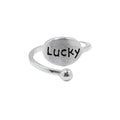 Wholesale Cute Lucky Letter Silver Plated Inlay Trendy Adjustable Ring for Women Fashion Jewelry