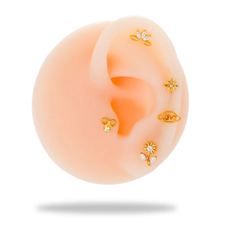 Customized Threaded Gold Plated G23 Titanium Implant Piercing Body Jewelry for Sensitive Ears