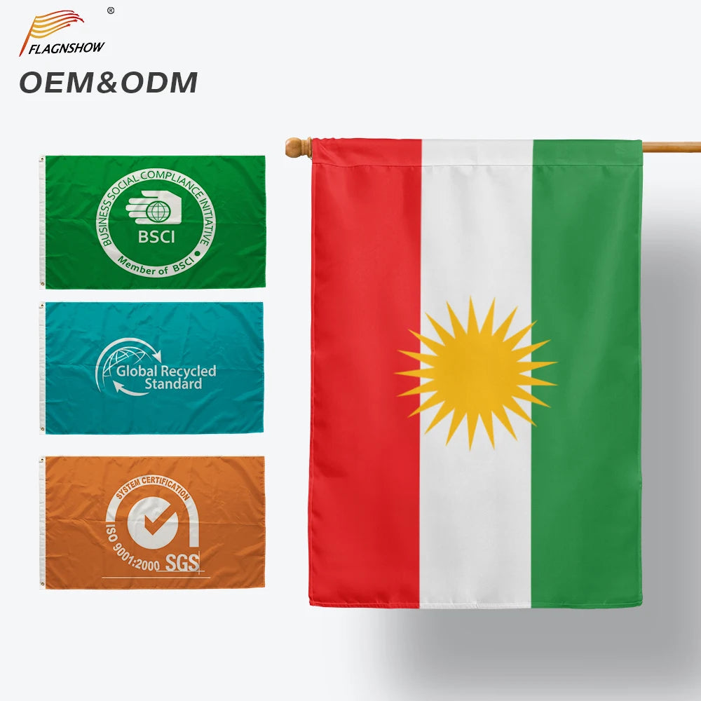 BOLISI Wholesale  3x5ft Flag of Kurdish 100%  Polyester Kurdistan Flag