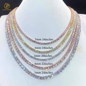 Large Stock 925 Silver 3mm/4mm/5mm Moissanite Tennis Necklace Iced Out Chain Diamond Necklace Bracelet Moissanite Tennis Chain