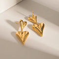 Stainless Steel Double Heart Pendant Earring 18k Waterproof Chunky Earring for Woman