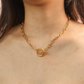 Chris April Trdendy Design 18k PVD Gold Plated 316L Stainless Steel Hip-hop T-bar Clasp Thick Link Chain Necklace
