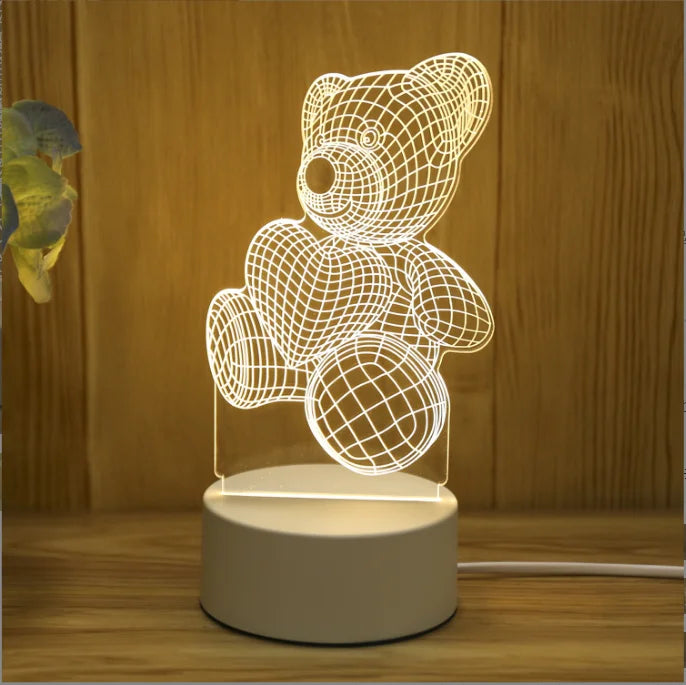 Home Modern Decorative Bedside LED Acrylic Table Lamp  Bases 3D Illusion Lamp Acrylic LED Night Light