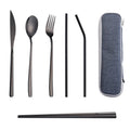 Portable Outdoor Reusable Stainless Steel Cutlery Set Eco-Friendly Melamine Straw Classic for School Household Promotion