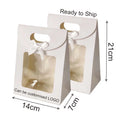 Bag With Plain Bow Luxury Shopping Black and Blank Square Handles Small Butterfly Window 14X7x21CM  White Paper Gift Bags