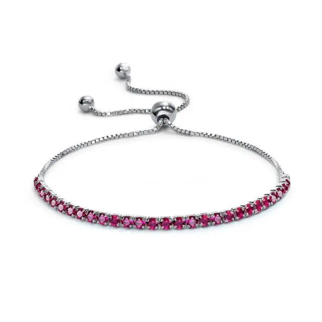 925 Sterling Silver Tennis Bracelet 18K Gold Plated 2.5mm Round Cut Zirconia Adjustable Bracelets