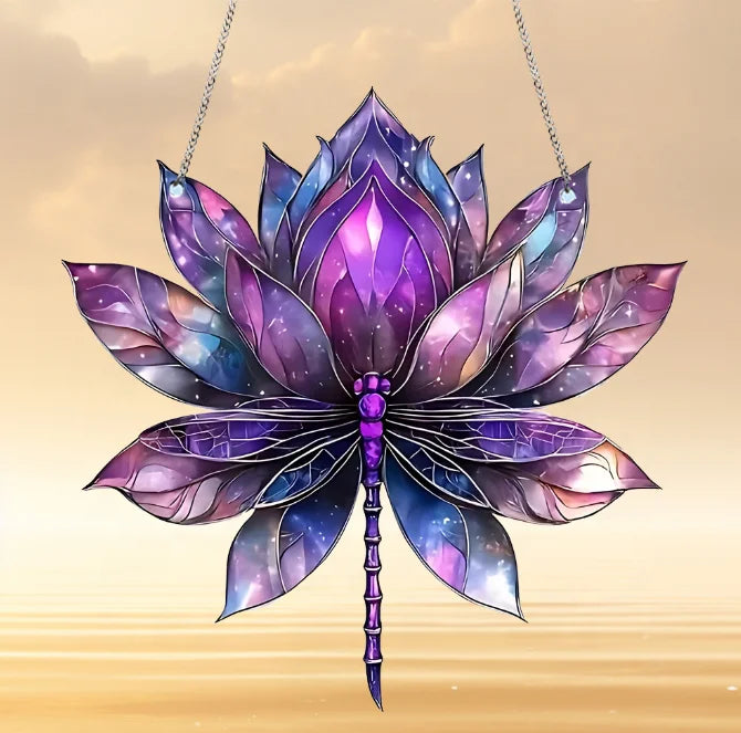 Acrylic Lotus Pendant Window Decoration Home Decor Garden Natural Raw Crafts Sun Catcher
