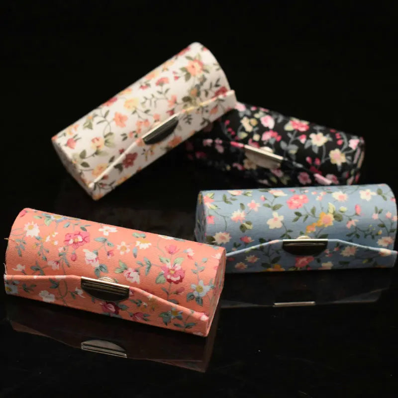 Handmade Custom Durable Rouge Organizer Bag Floral Lipstick Holder with Mirror