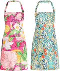 Adjustable Women/Men's Sleeveless Woven Bib Apron Washable Lightweight Eco-Friendly Cotton/Polyester Waterdrop Resistant 2