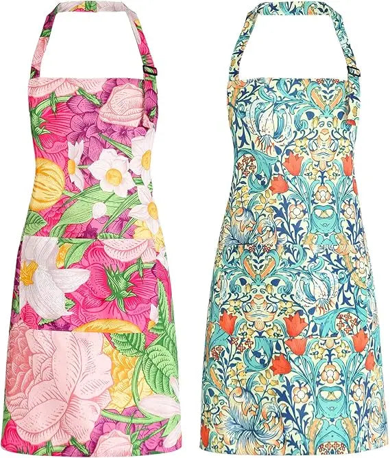 Adjustable Women/Men's Sleeveless Woven Bib Apron Washable Lightweight Eco-Friendly Cotton/Polyester Waterdrop Resistant 2