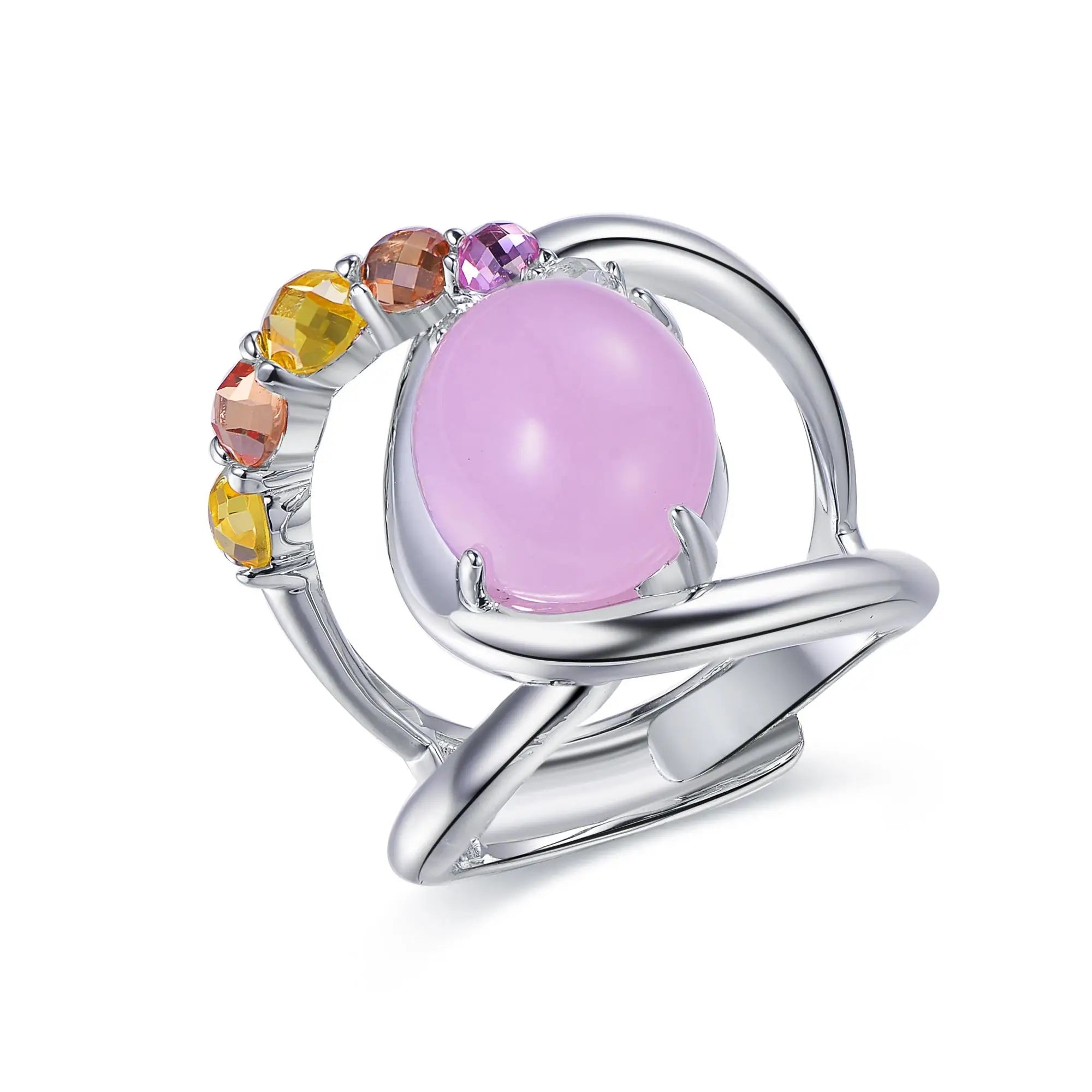 Promotional Light Purple Round Gem Ring 925 Sterling Silver Classic Oval Cut Rose Gold & Rhodium Plating for Wedding Parties
