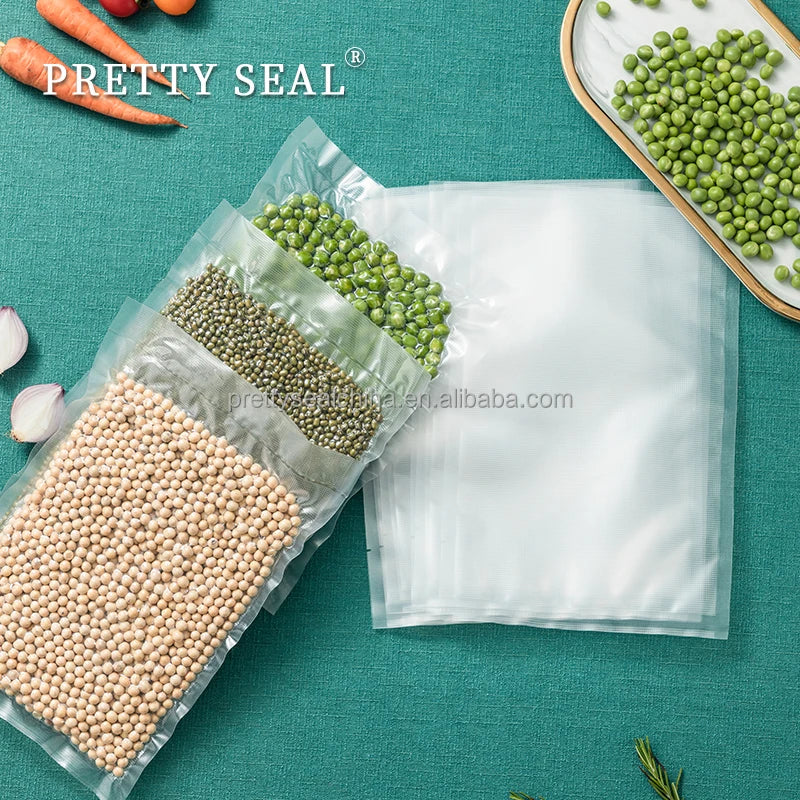 Prettyseal BPA-Free 3.5mil Thick PE+PA Material Clear 6.7x10/17cm X25cm Embossed Surface Oxygen Water Vapor for Sous Vide