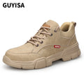 GUYISA Outdoor Work Safety Shoes Microfiber Leather Surface Men's Work Steel Toe Anti-puncture Safety Shoes
