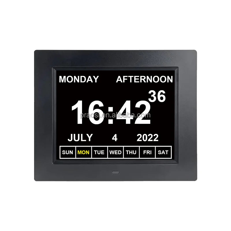 Pros 8" Large Digital Day Date Time Calendar Alarm Dementia Clock 3 Medication Reminders Auto Dimmable Memory Loss Alzheimer's