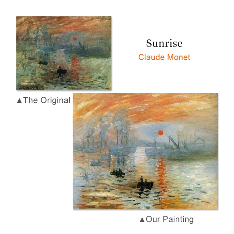 Wall Decor Handpainted Sunrise Landscape Famous Art Claude Monet Oil Painting Reproductions on Canvas