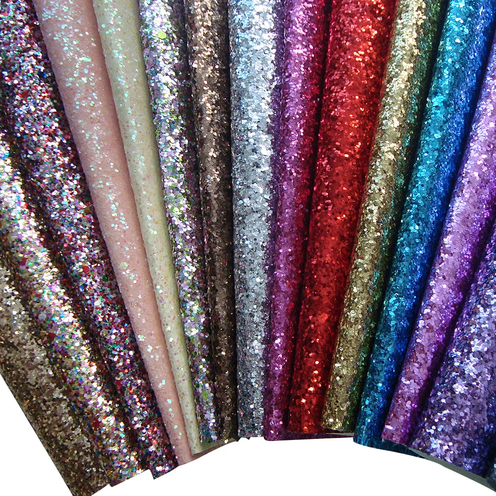 Collection Fashion Shiny Glitter Faux Leather Fabric for Decoration Bags Hair Bows Phone Case Etc
