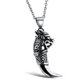 Wolf Tooth Pendant Men's Necklace Vintage Hip Hop Street Totem Clavicle Chain Stainless Steel Jewelry Domineering Unicorn