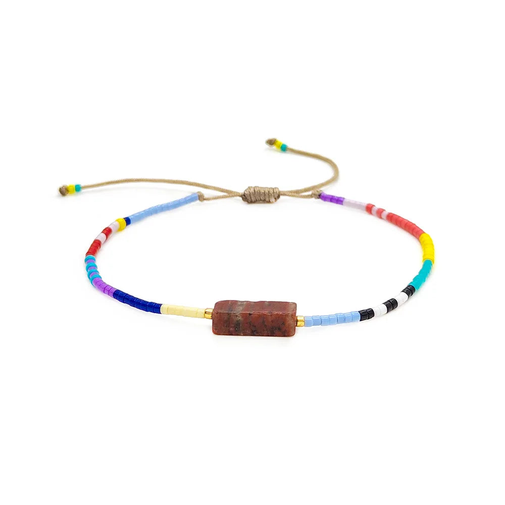 Adjustable Woven Bohemian Beads Summer Beach Jewelry Handmade Colorful Seed Beaded Boho Bracelets