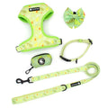 Custom Dog Harness Set Adjustable Collar Leash Bandana Poop Bag Holder Bowtie Designer Pet Walking Harness OEM ODM Supply