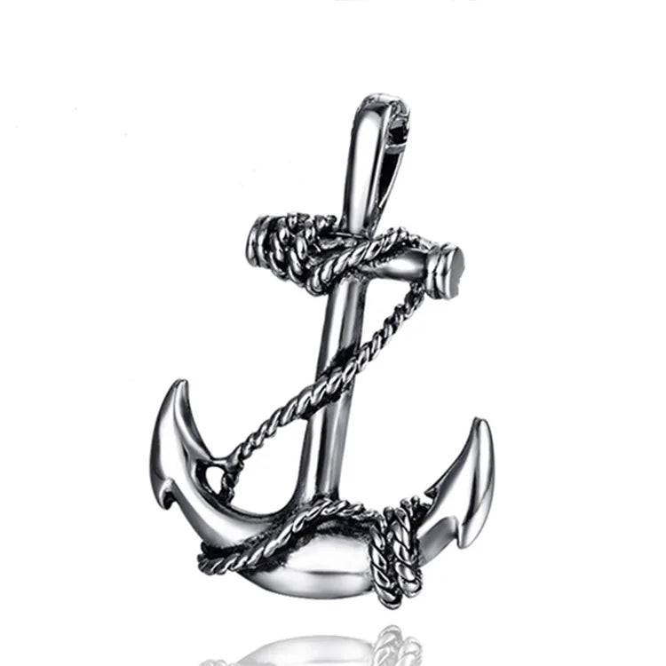 Punk Men Individual Necklace Jewelry Vintage Caribbean Pirate Ship Anchor Pendant Necklace