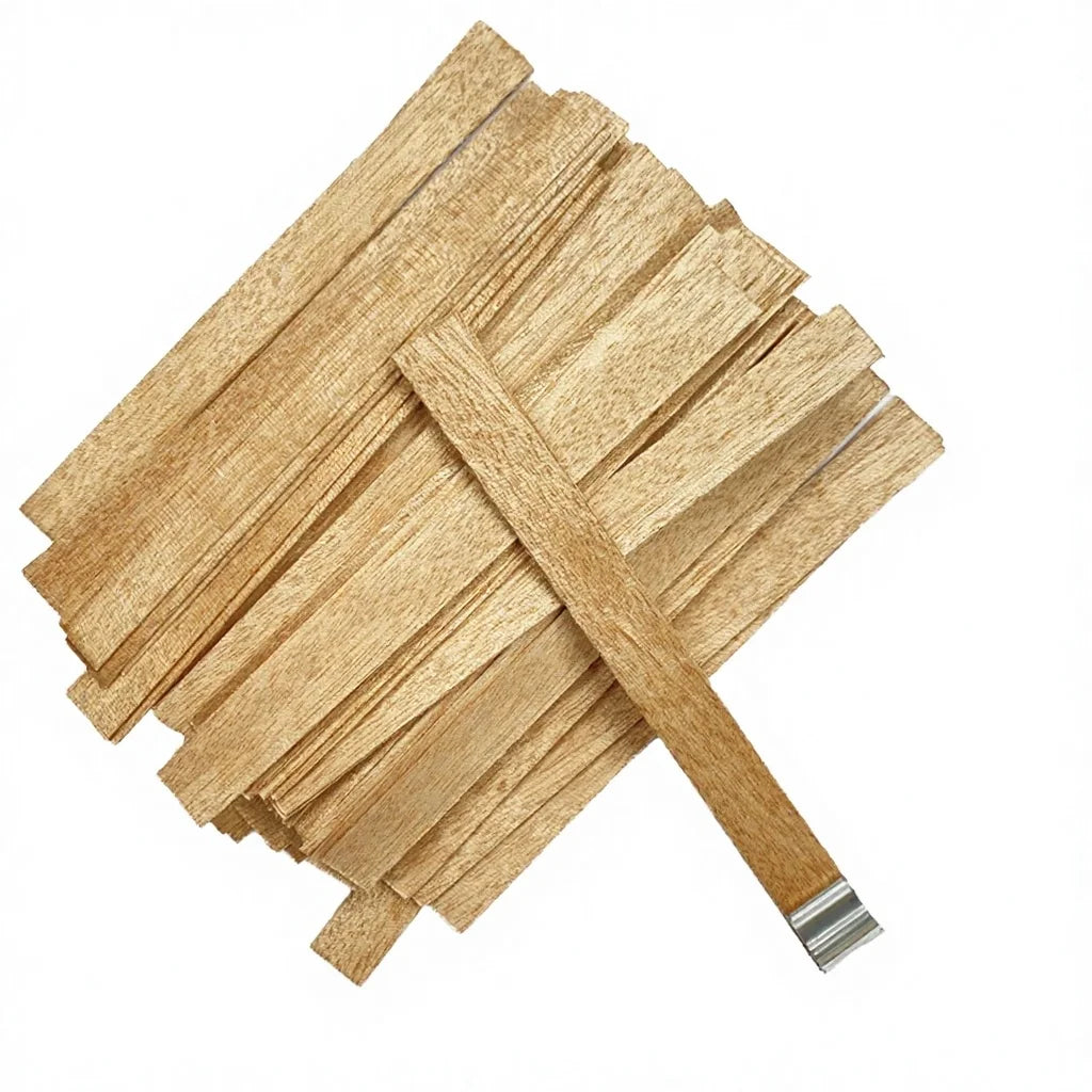 Custom Size Wood Wick Single or Double Layers Wooden Wick With Metal Tab for Candle Making