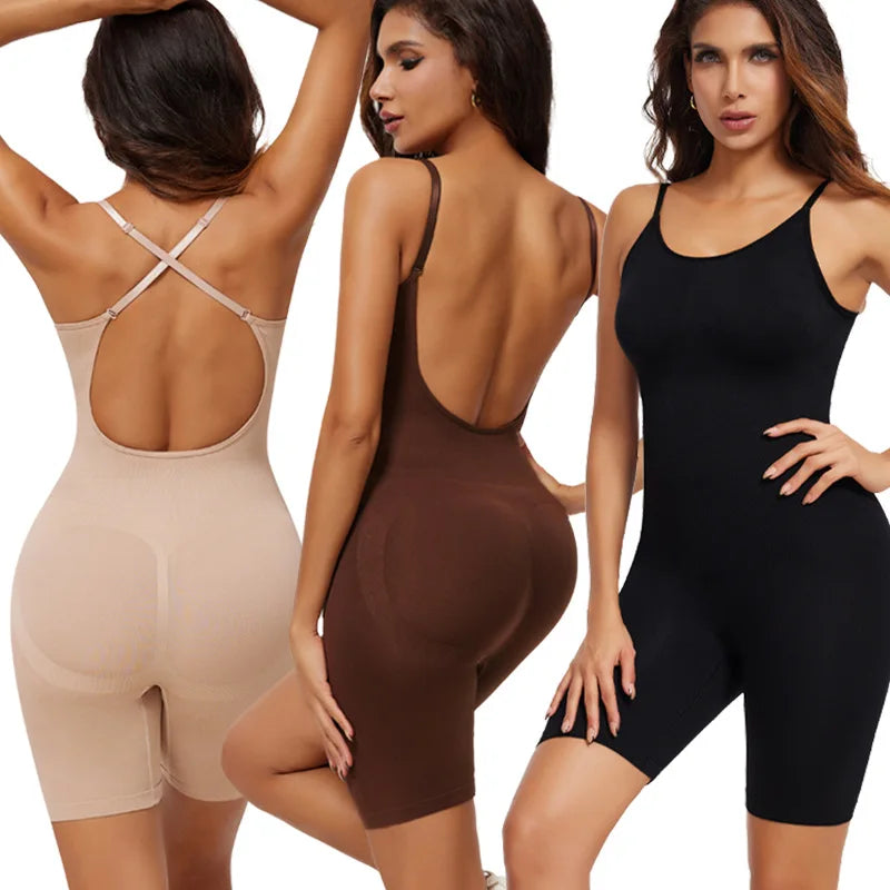 Workout Seamless Jumpsuits for Women Spaghetti Strap Shorts Rompers Tummy Control Bodysuit Sleeveless Summer Outfits Shaperwears