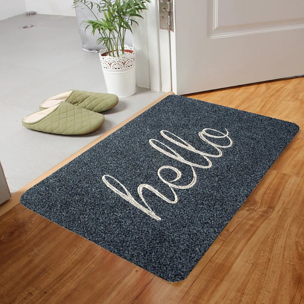 Ultra-Absorbent Grey Indoor Entry Rug Easy Clean Home Entrance Modern Style Hand Tufted From Polyester-for Hotels