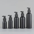 Wholesale Food Grade Empty Matte Black Aluminum Metal Bottle With Lotion Pump for Cosmetic Shampoo Packaging