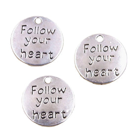 Charms Plates Follow Your Heart 20x20mm Tibetan Silver Color Pendants Antique Jewelry Making DIY Handmade Craft