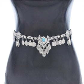 New Rhinestone Leaves Coin Tassels Women Belt Multi Flower Women's Belt Fashion Waistchain