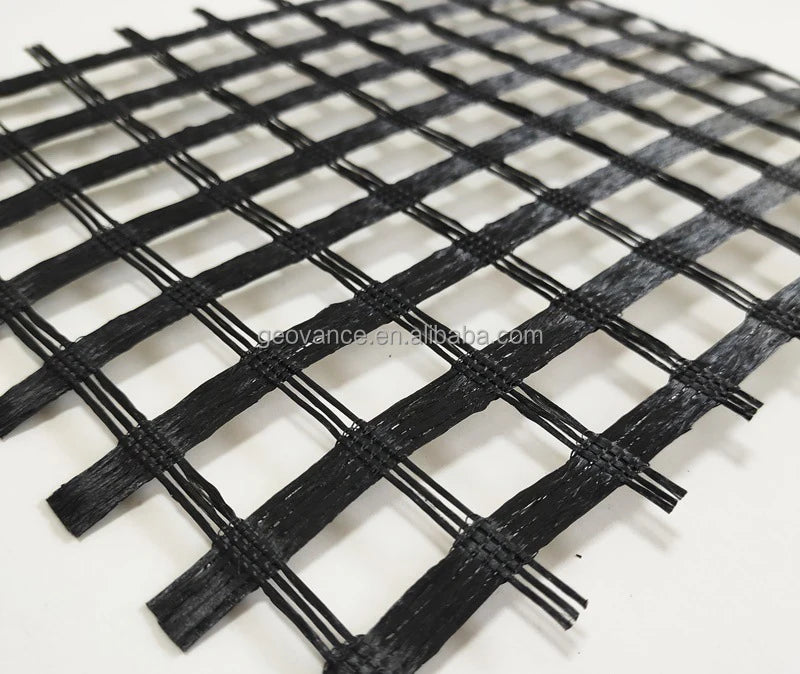 1000KN 1200KN PET Polyester Geogrid Retaining Wall Material for Underground Coal Mine Mining HDPE Plastic Faked Top Network Used