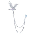 Fashion Vintage Men blazer Animal Eagle Brooch Jewelry Decorative Diy Rhinestone Wing Suit Corsage Lapel Pin Brooches With Chain