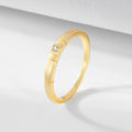 Jewelry Factory Wholesale Petite Geometric Ridged Engagement Ring 925 Sterling Silver 14K Gold Plated Zircon Fine Weddings
