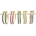 EC1800  Chic Small Medium Large 3 Sizes 18k Gold Plated Rainbow Zircon Cubic Zirconia CZ Micro Pave Hoops Earring for Women