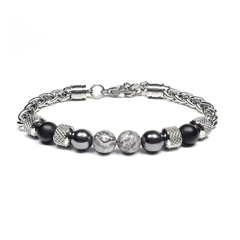 Hot Wholesale Stainless Steel Adjustable Chain Link Wristband Gold Plated Tiger Eye Bead Bracelet Trendy Male/Female Jewelry