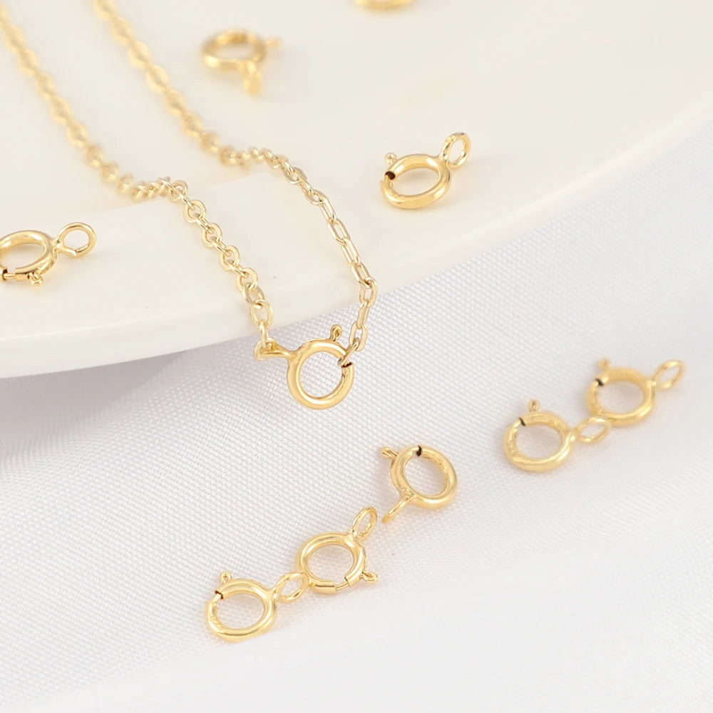 Sterling Silver 925 Lobster Clasp 18K Gold Plated Necklace Clasp 5mm Round Spring Clasp