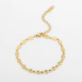 Minimal Classic Gold Oval Petal Bracelet Dainty Daily Jewelry Gold Plated Stainless Steel Chain Bracelet