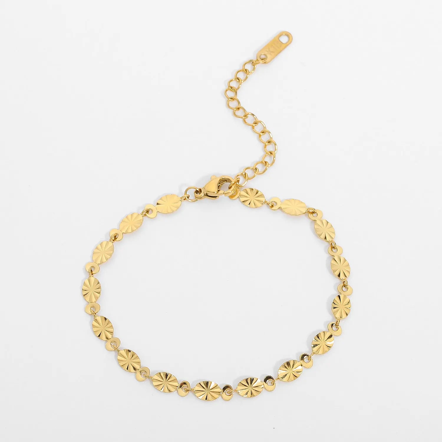 Minimal Classic Gold Oval Petal Bracelet Dainty Daily Jewelry Gold Plated Stainless Steel Chain Bracelet