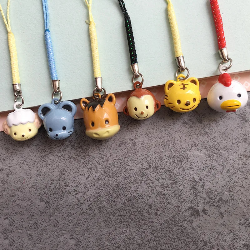 Phone Strap Toy on Ribbon Cartoon Copper Ear White Gray Mouse Jiggle Jiggle Jingle Bell Pendant Light with Keychain