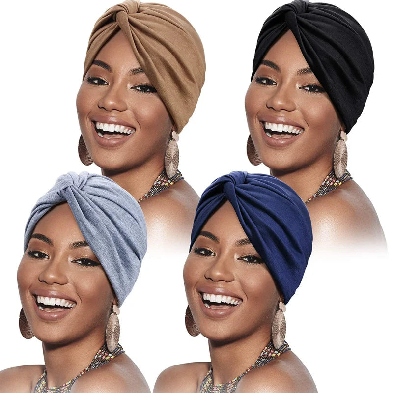 HZO-18068 Women's Sleep Soft Turban Pre Tied India Chemo Cap Beanie Turban Headwear