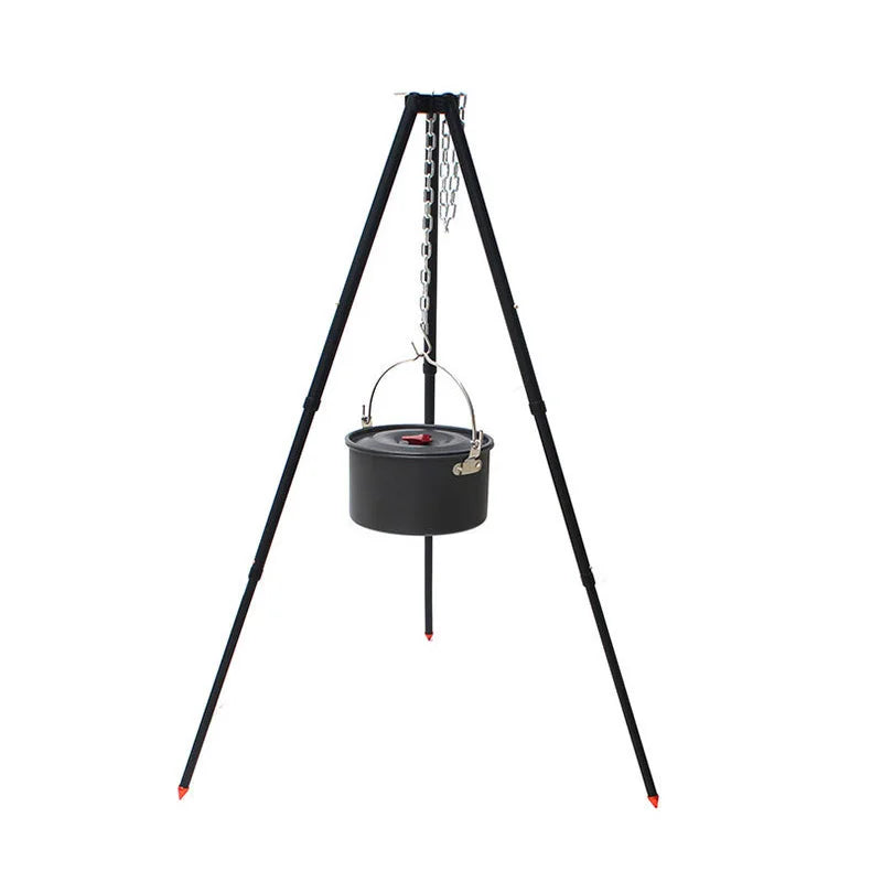 Spot Good Aluminum Alloy Outdoor Camping Cooking Durable Length Adjustable Bonfire Campfire Tripod Hanging  Stand