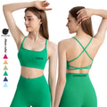 Xsunwing Nude Felling Women Sport Bra Yoga Cross Strap Back Push up Anti Shock Training Workout Gym Fitness Bra Crop Tops WDQ399
