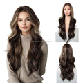 13x6 Large Area Handmade Crochet Front Lace Hair 28" Long Curly Hair Body Wave Synthetic Wig Daily Wear European American Women