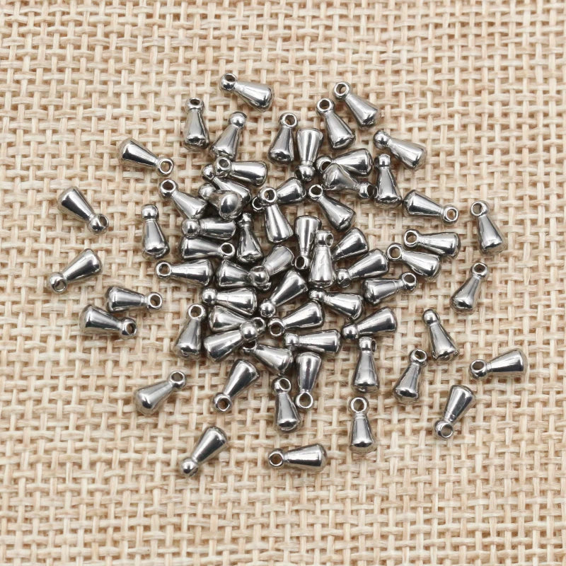 30pcs/lot 6x3mm Stainless Steel Bead Findings Extender Chain Pendant Water Drop End Beads for DIY Jewelry Making Accessories