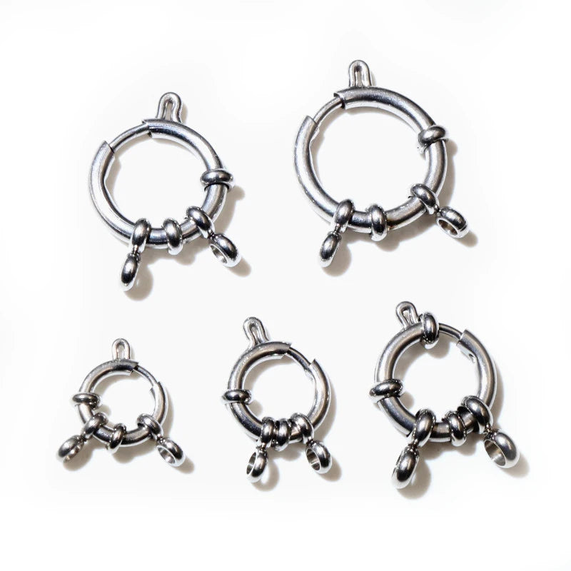 10pcs Stainless Steel Round Spring Clasps Hooks for Bracelet Clavicle Necklace Clasp Connectors DIY Jewelry Making Supplies