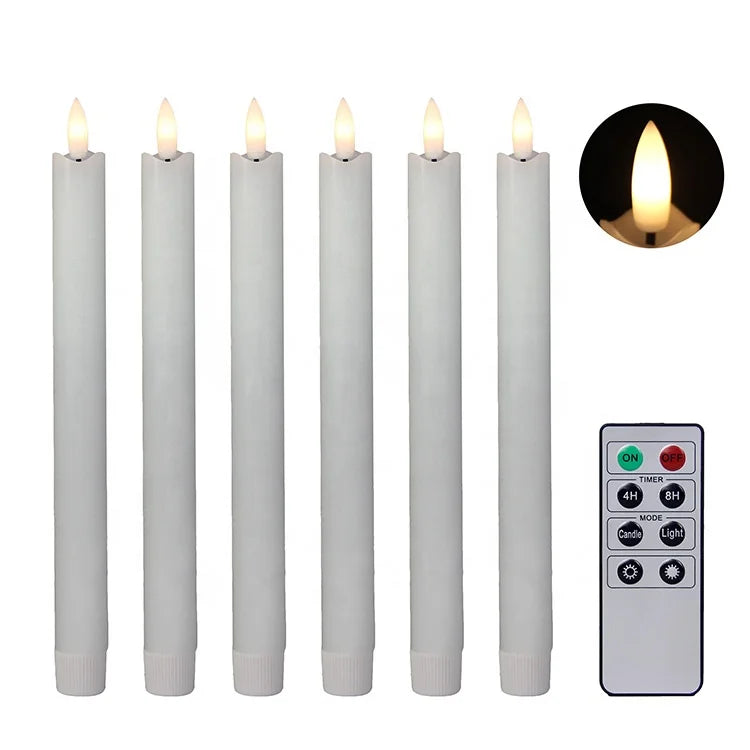 Set of 2 Real Wax Wedding Electric Flameless Battery Operated LED Taper Candle with Remote Control