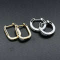 New Design Oval Shape Black White Enamel Gold Plated Fashion Women Rectangle Hoop Earrings