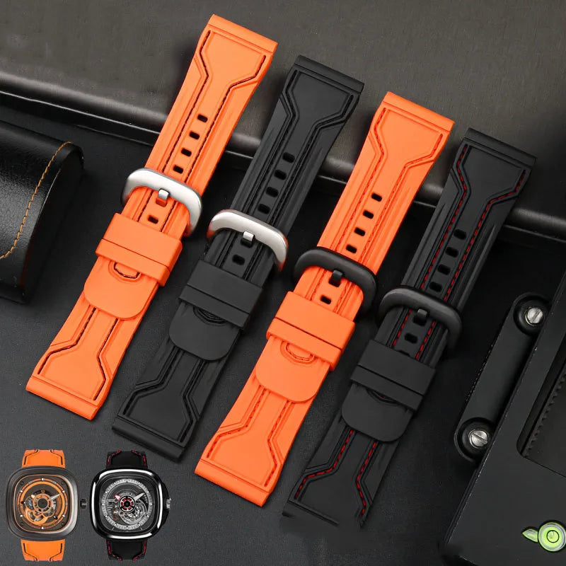 Factory Wholesale Waterproof Silicone Watch Strap Big Size Luxury Rubber Strap 28MM Rubber Watch Wrist Band for Smart Watch