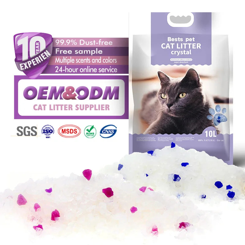 Dust-free Lightweight Non-clumping Factory Directly Sell Highly Absorbent Low-tracking Wholesale Oem Bsci Silica Gel Cat Litter